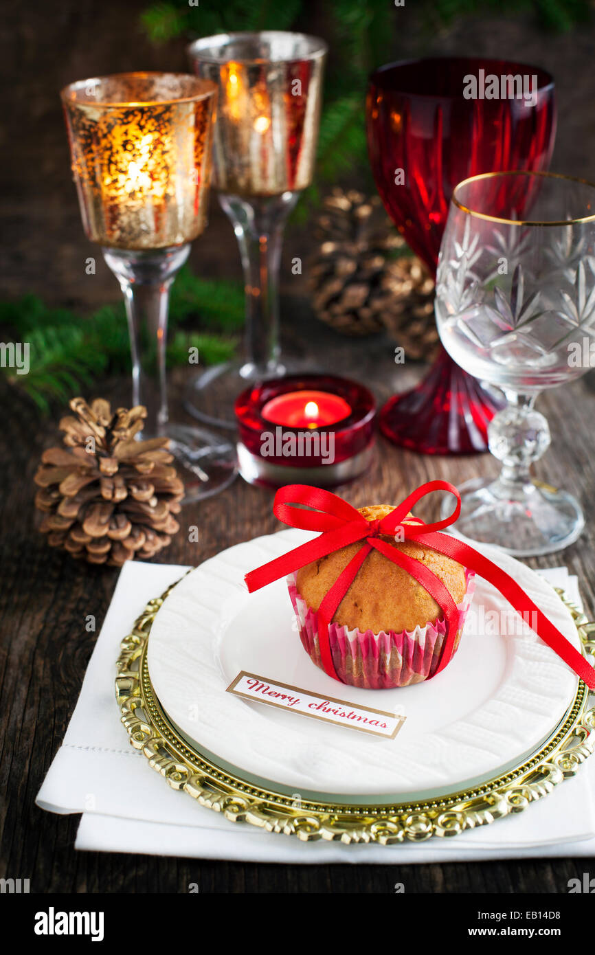 Réglage de la table de Noël. Des décorations de Noël Banque D'Images