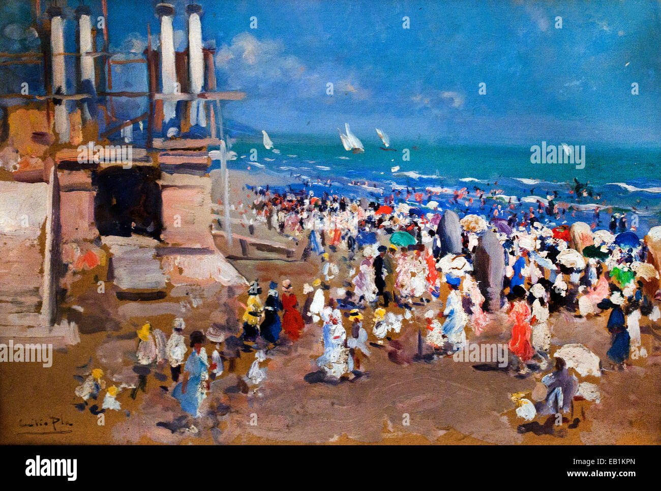 La plage à Valence par Cecilio Pla Gallardo 1859 - 1934 Espagnol Espagne Banque D'Images