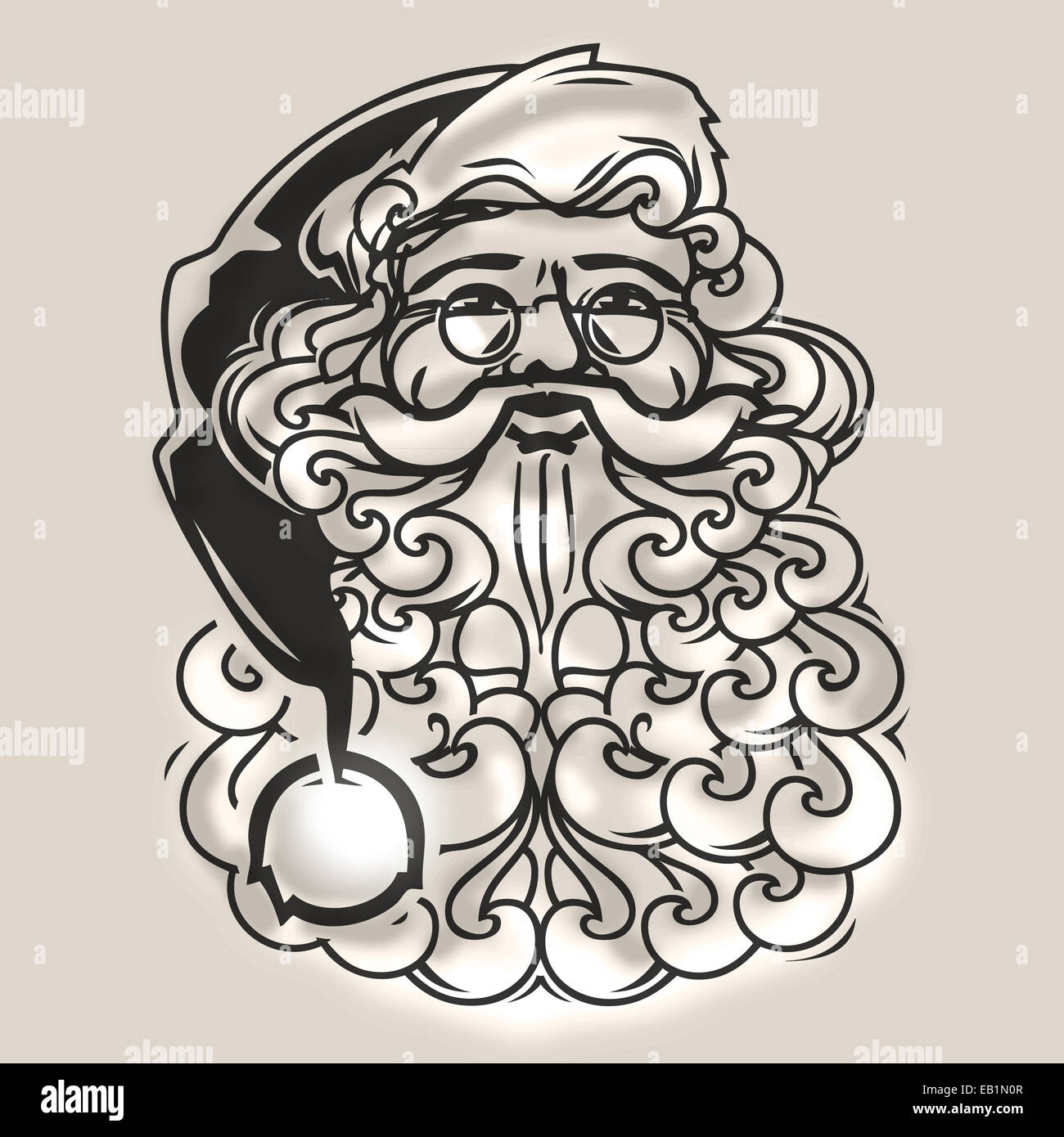 Le Père Noël. croquis illustration vecteur dessiné à la main Banque D'Images