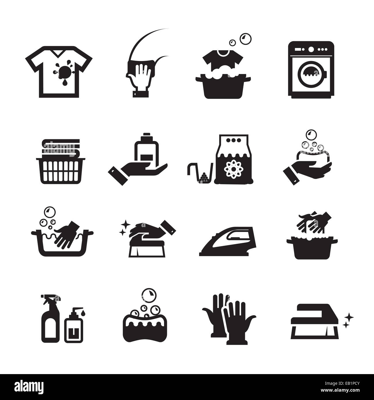 Lave-linge icons set. Collection d'icônes sur fond blanc Banque D'Images