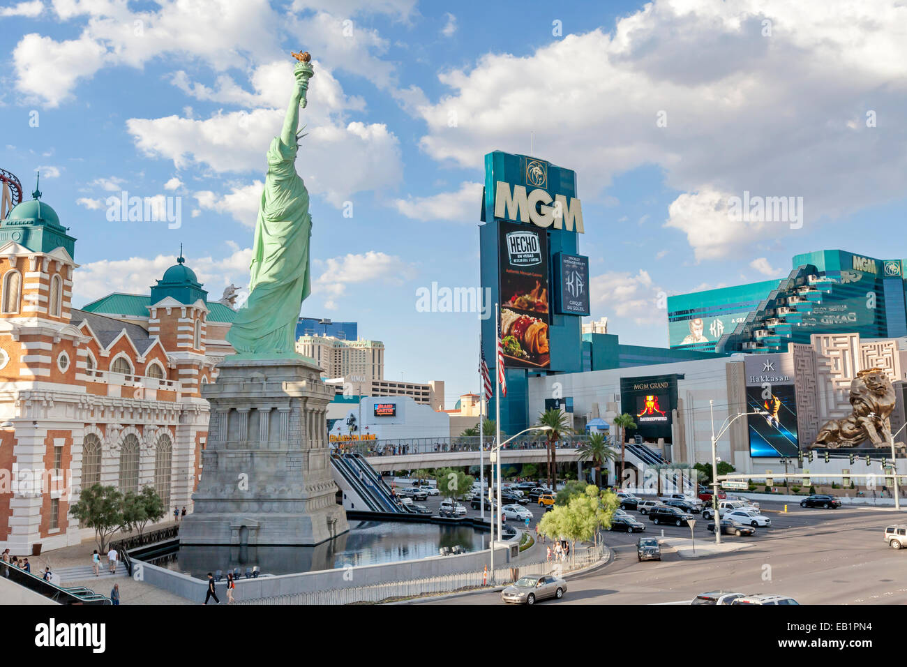 Vue d'hôtels dans sur le Strip de Las Vegas. Banque D'Images