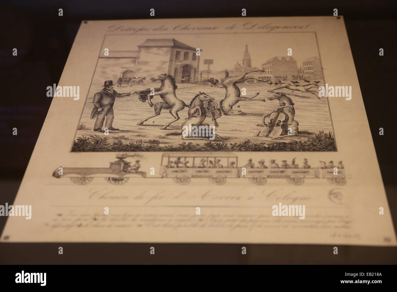 Vintage photo horse jouant des instruments de musique Banque D'Images