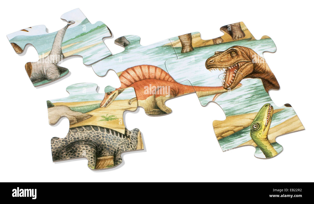 Grand Dinosaure puzzle pieces Banque D'Images