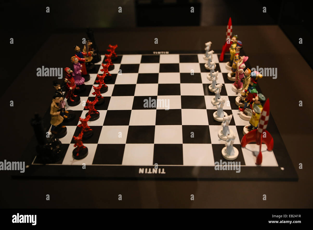 Tin Tin caractère comique de livre chess board Banque D'Images