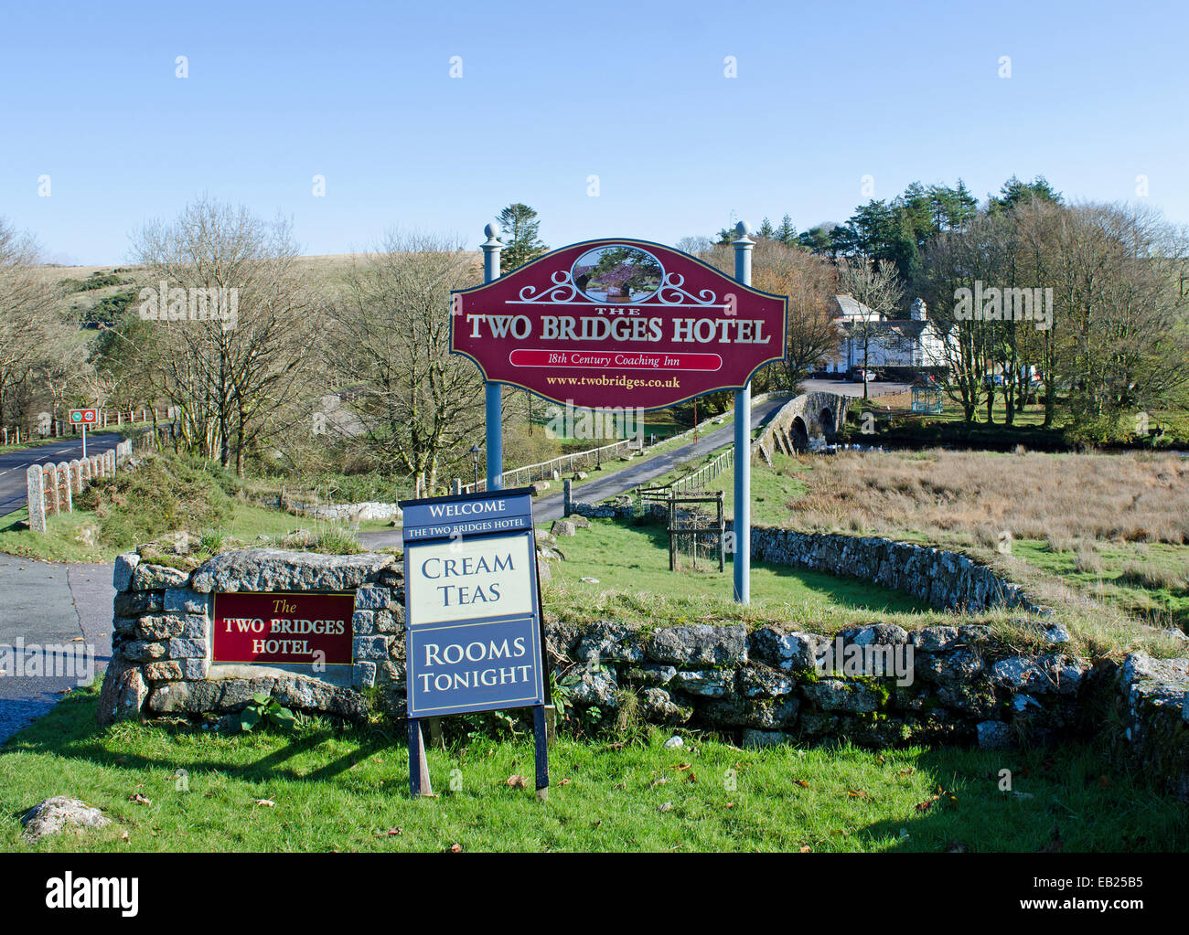Les deux ponts hôtel à Dartmoor, dans le Devon, UK Banque D'Images