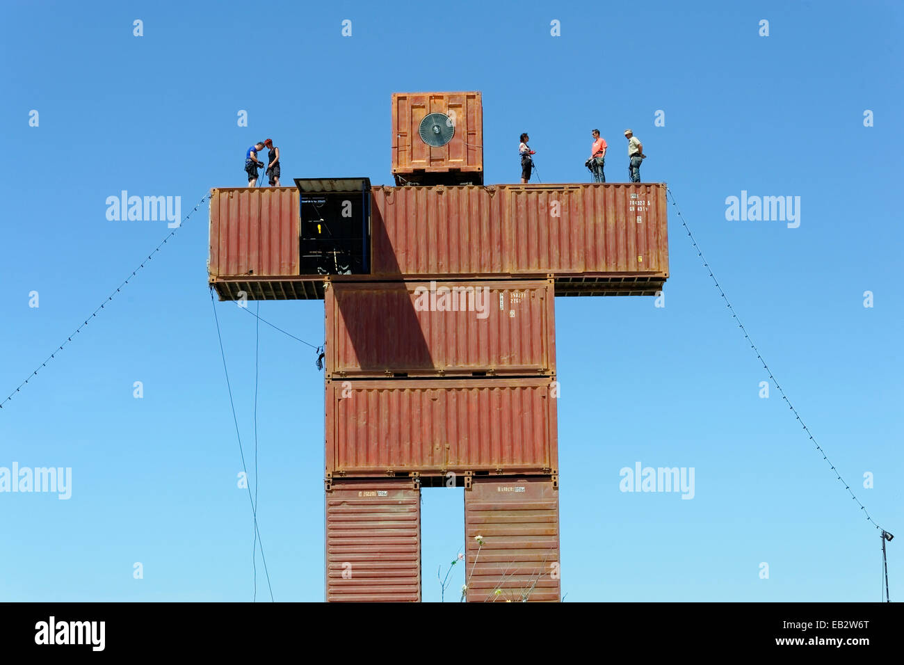 Sculpture de conteneurs, Marseille, département Bouches-du-Rhône, région Provence-Alpes-Côte d'Azur d'Azur, France Banque D'Images