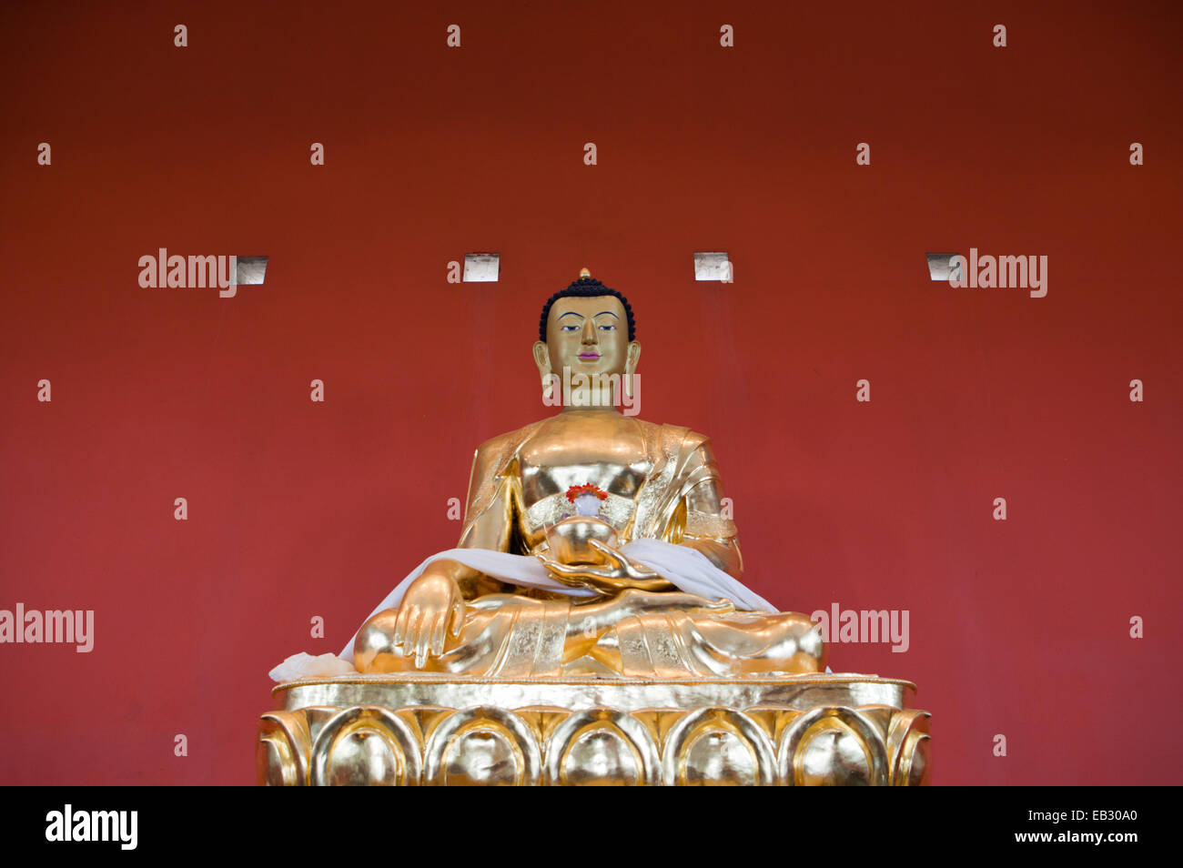 Images de bouddha, Close up visage de Bouddha en or, Malaga, Espagne Banque D'Images