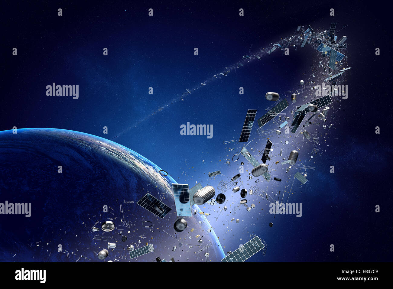 Space junk en orbite autour de la terre - de la pollution conceptuel autour de notre planète (textures pour 3d fourni par la NASA - http://vis Banque D'Images