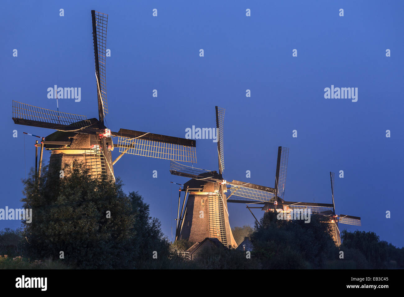 Holland, moulins à vent de Kinderdijk Banque D'Images
