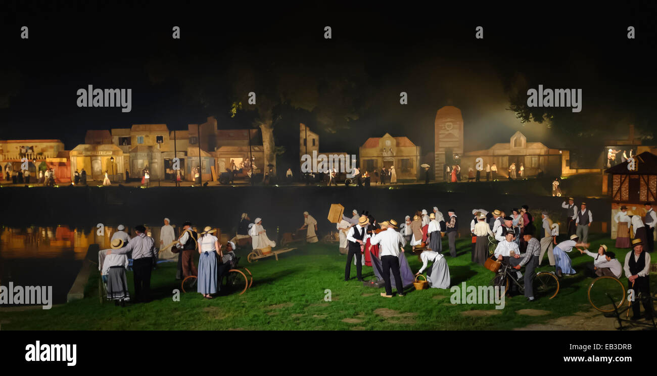 Son et lumière par les citoyens de valence-d'agen, Tarn-et-garonne dans la région midi-pyrénées, dans le sud de la France : leur histoire Banque D'Images