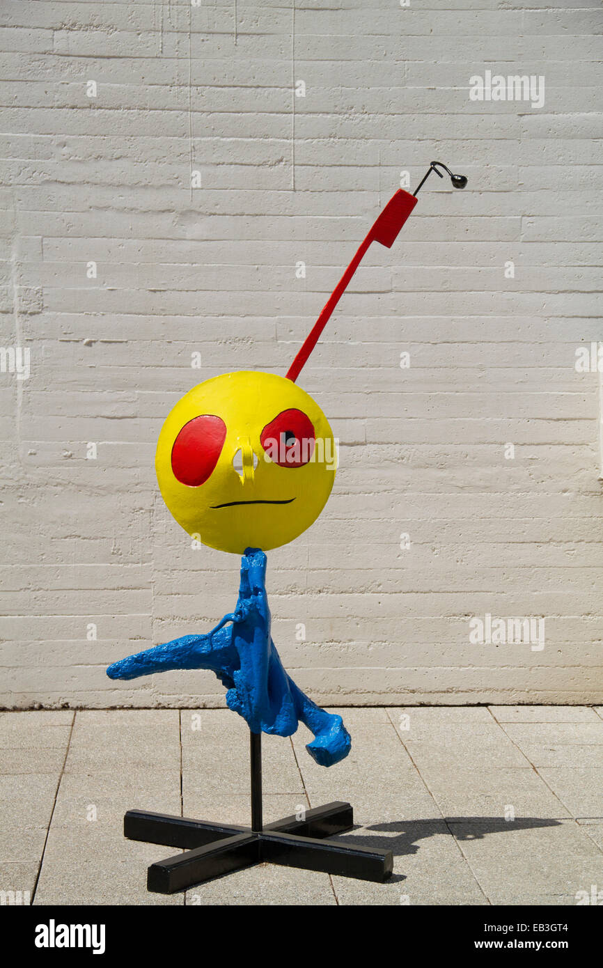 Sculpture de miro dans le jardin de sculptures en plein air lors de la construction de la Fondation Joan Miro à Barcelone,Espagne Montjuic Banque D'Images