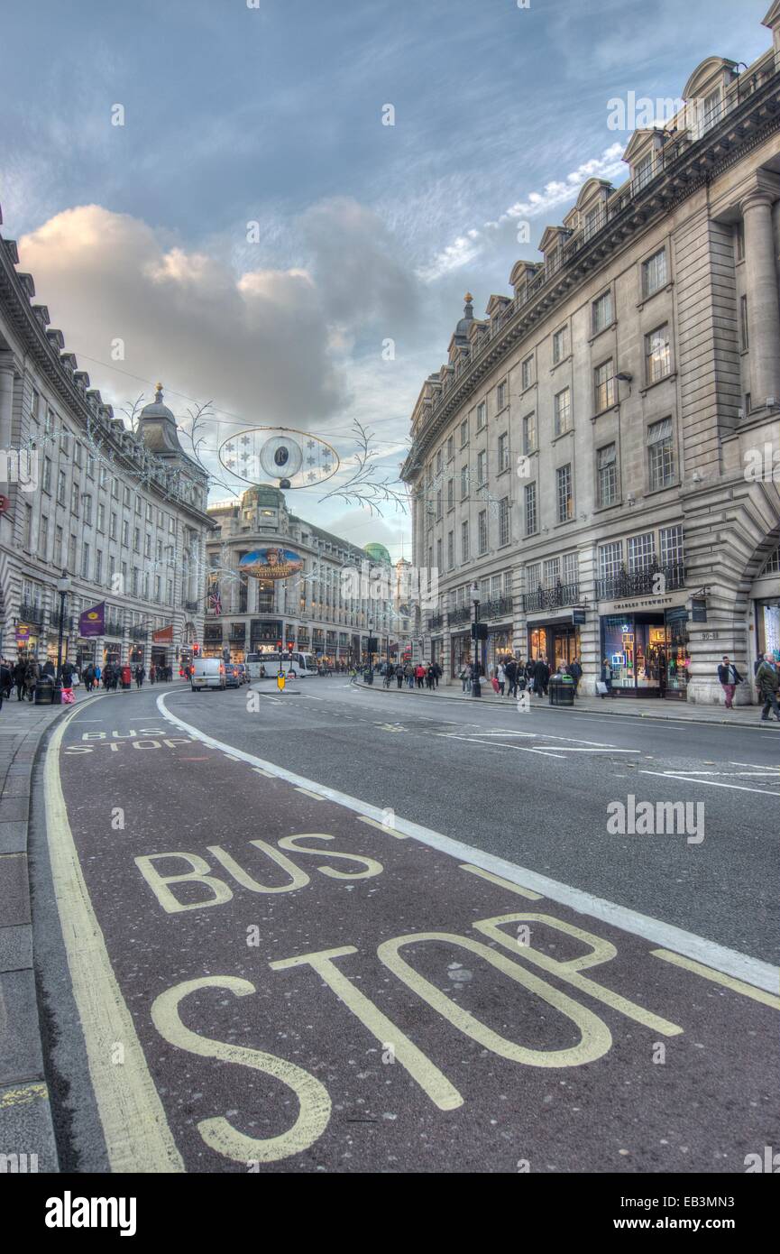 Regent Street London bus stop Banque D'Images
