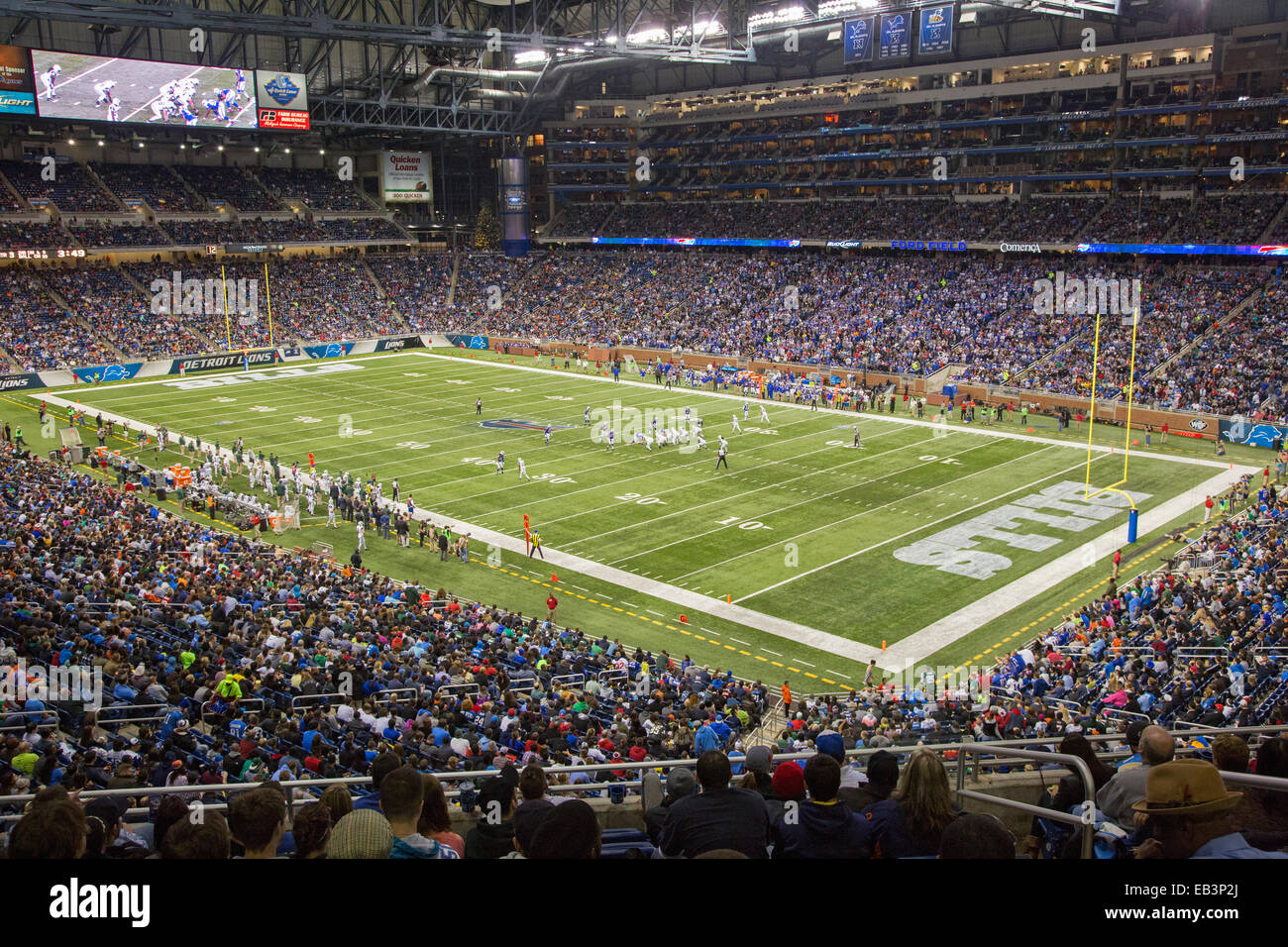 Detroit, Michigan - les Bills de Buffalo jouer les Jets de New York dans un match de la Ligue nationale de football au Ford Field. Banque D'Images