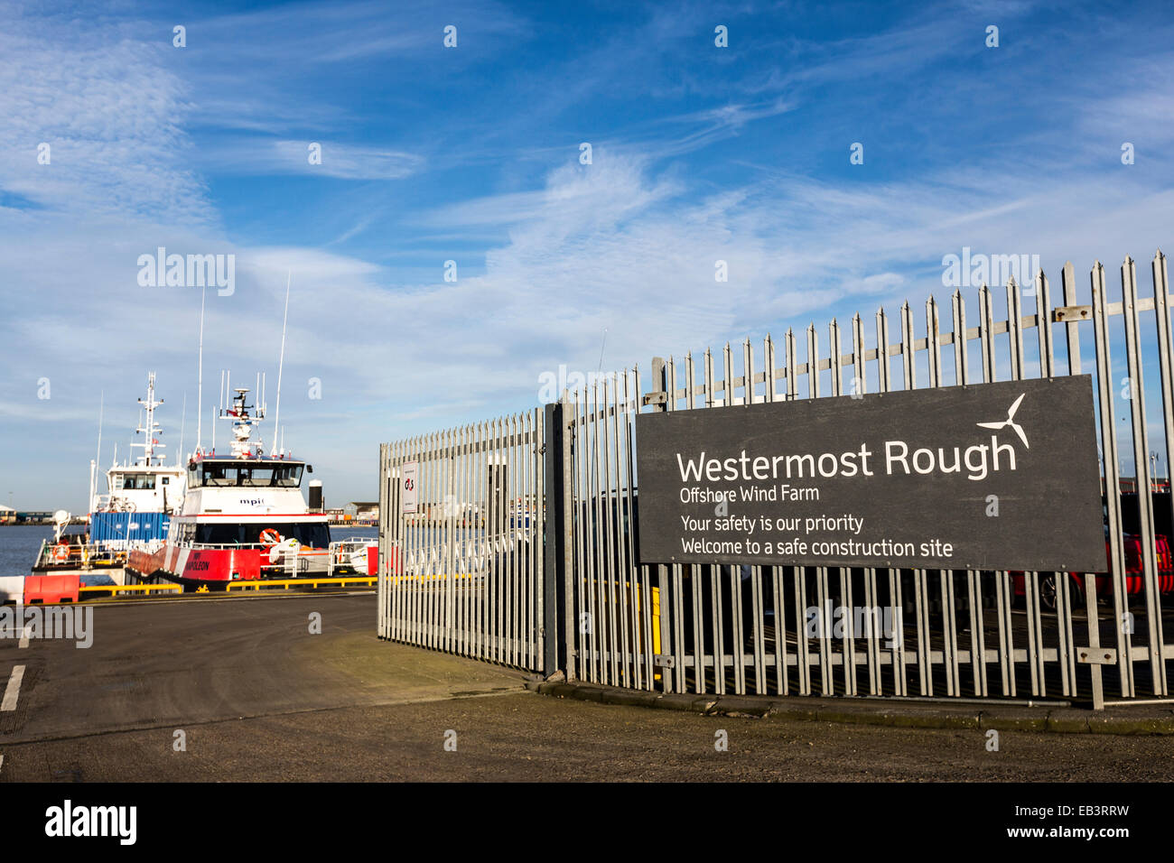 Westermost Rough porte d'entrée de parc éolien en mer, port, Grimsby, Lincolnshire, Angleterre, RU Banque D'Images