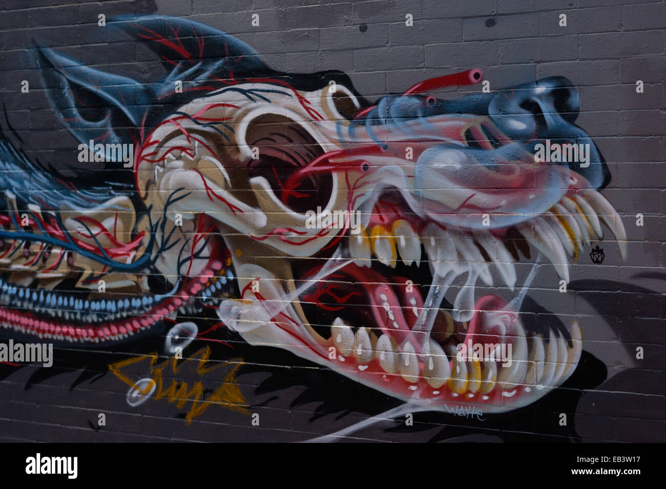 Un dinosaure Graffiti dans Haight-Ashbury à San Francisco, CA Banque D'Images