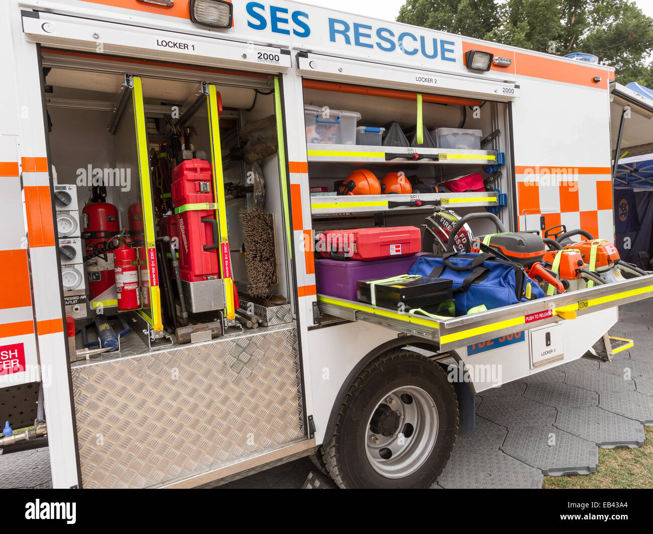 Service d'urgence de l'Etat, SES, l'affichage sur véhicule à Melbourne, Australie Banque D'Images