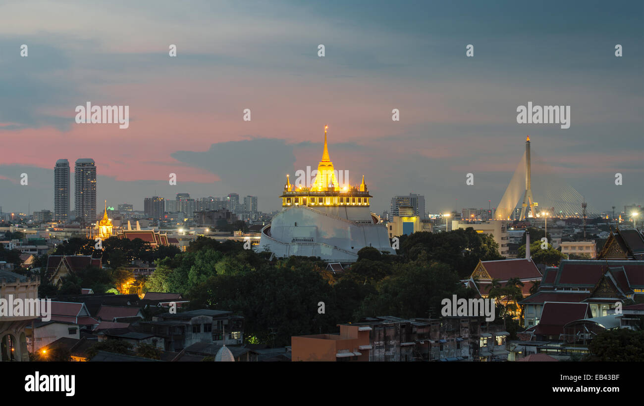 Le Mont d'or à Wat Saket, Voyage Vue de Bangkok Thaïlande Banque D'Images