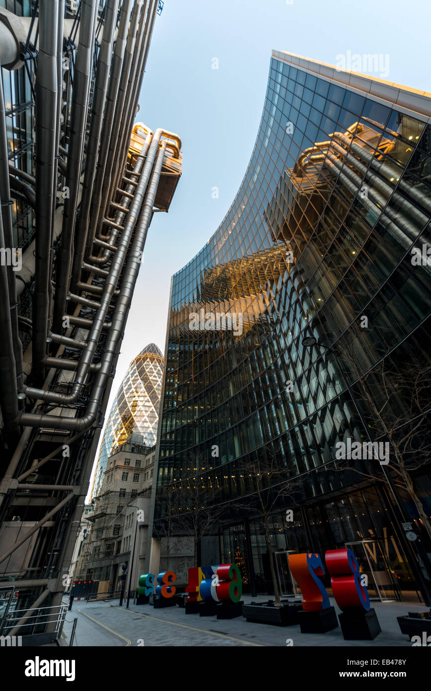 Lloyd's of London et de l'Édifice Willis, l'accueil d'activités d'assurance dans la ville de Londres Banque D'Images