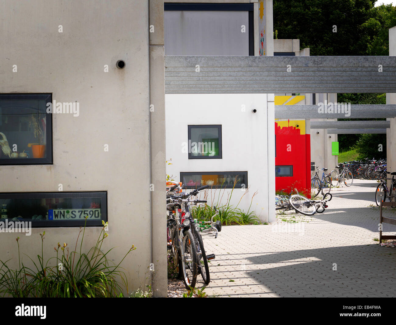 L'hébergement des étudiants de Munich village olympique Olympia Park, ancien athlète aux Jeux Olympiques en 1972. Hébergement Banque D'Images