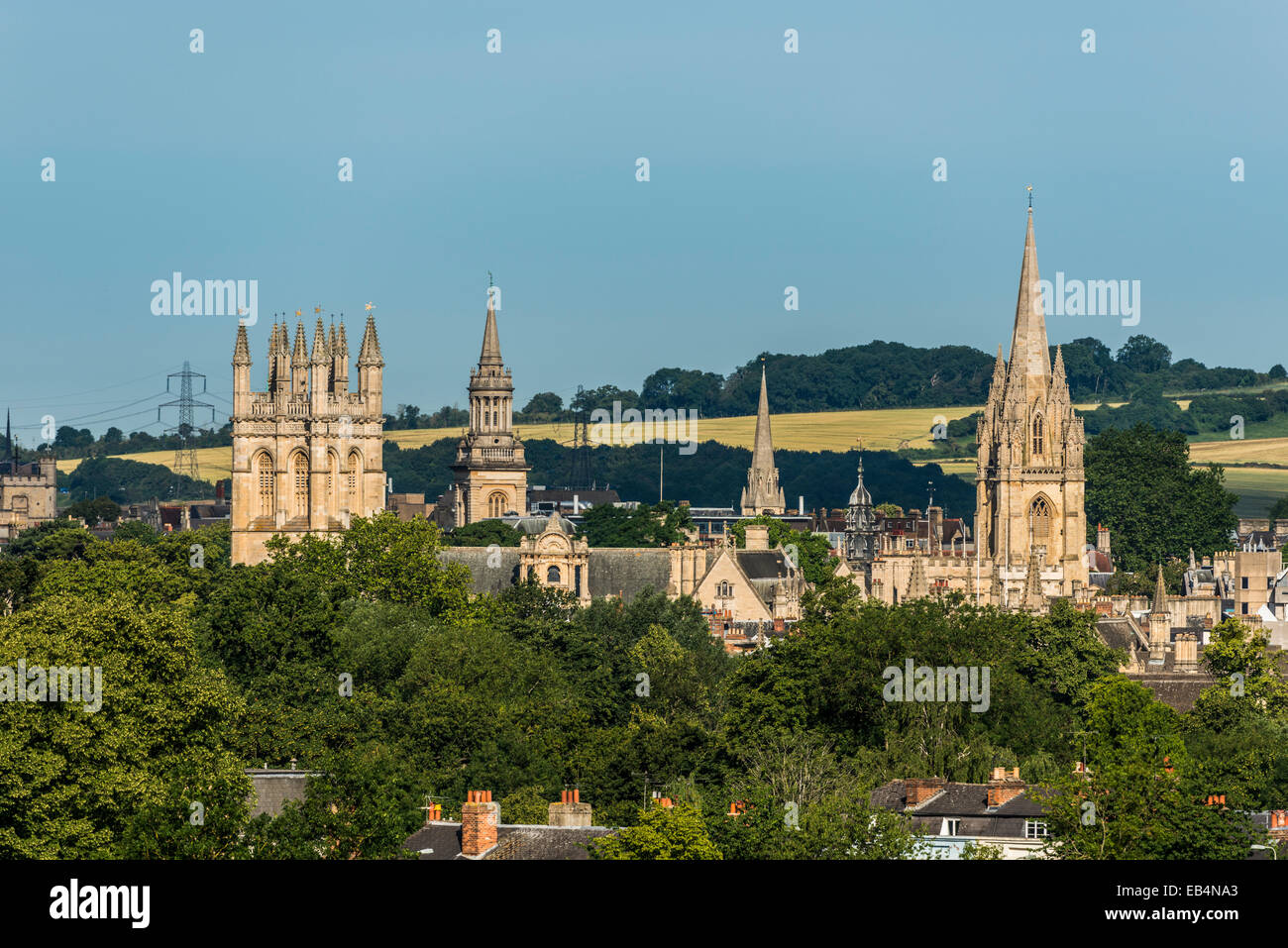 Les clochers rêveurs de l'Université d'Oxford y compris Lincoln College, Université de l'église St Mary et Merton College vu de si Banque D'Images