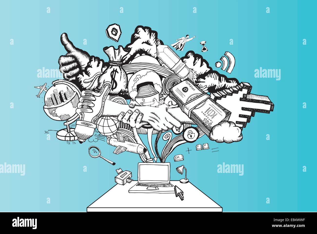 Illustration de remue-méninges de l'ordinateur Illustration de Vecteur