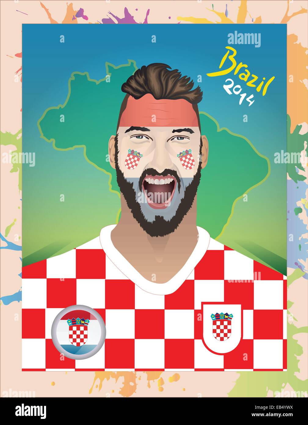 La Croatie football fan Illustration de Vecteur