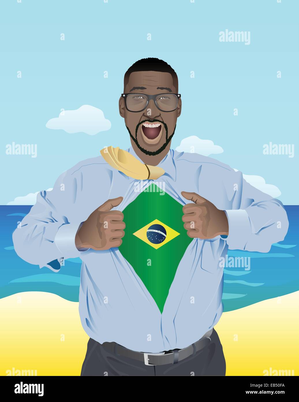 L'ouverture d'affaires chemise pour révéler drapeau brésilien Illustration de Vecteur