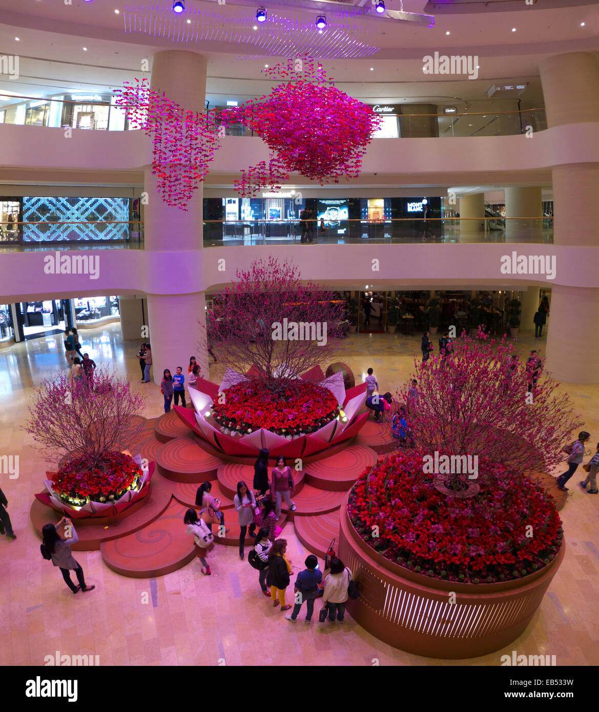 Nouvel An Chinois Festival de Printemps décoration centre commercial de Hong Kong Banque D'Images