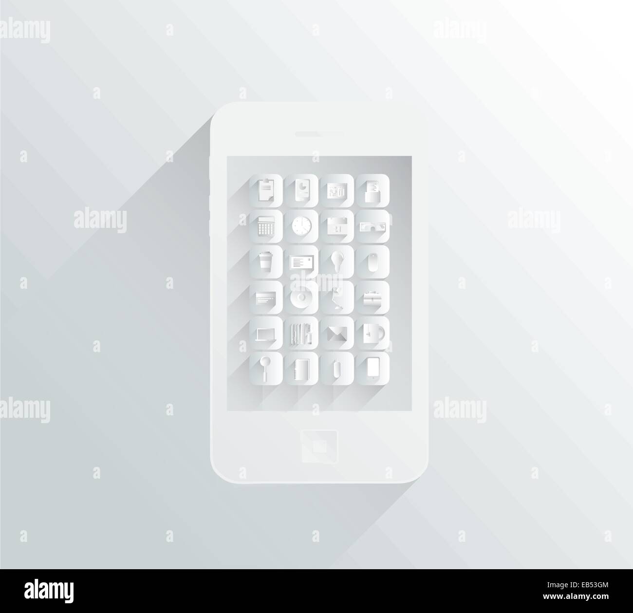 Smartphone blanc et gris avec des apps dans une conception simple Illustration de Vecteur