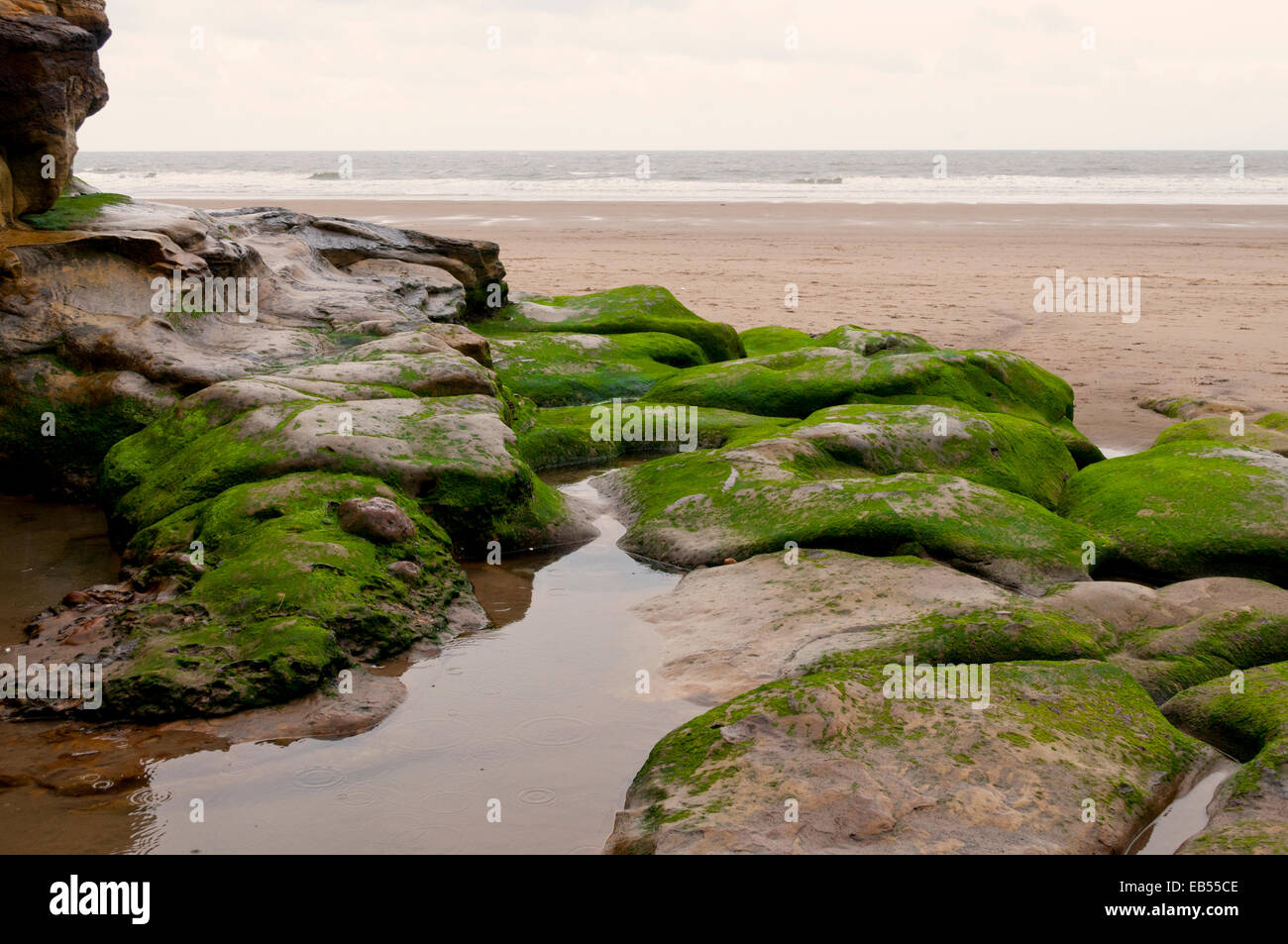 Piscine dans les rochers plage ouest Whitby Banque D'Images