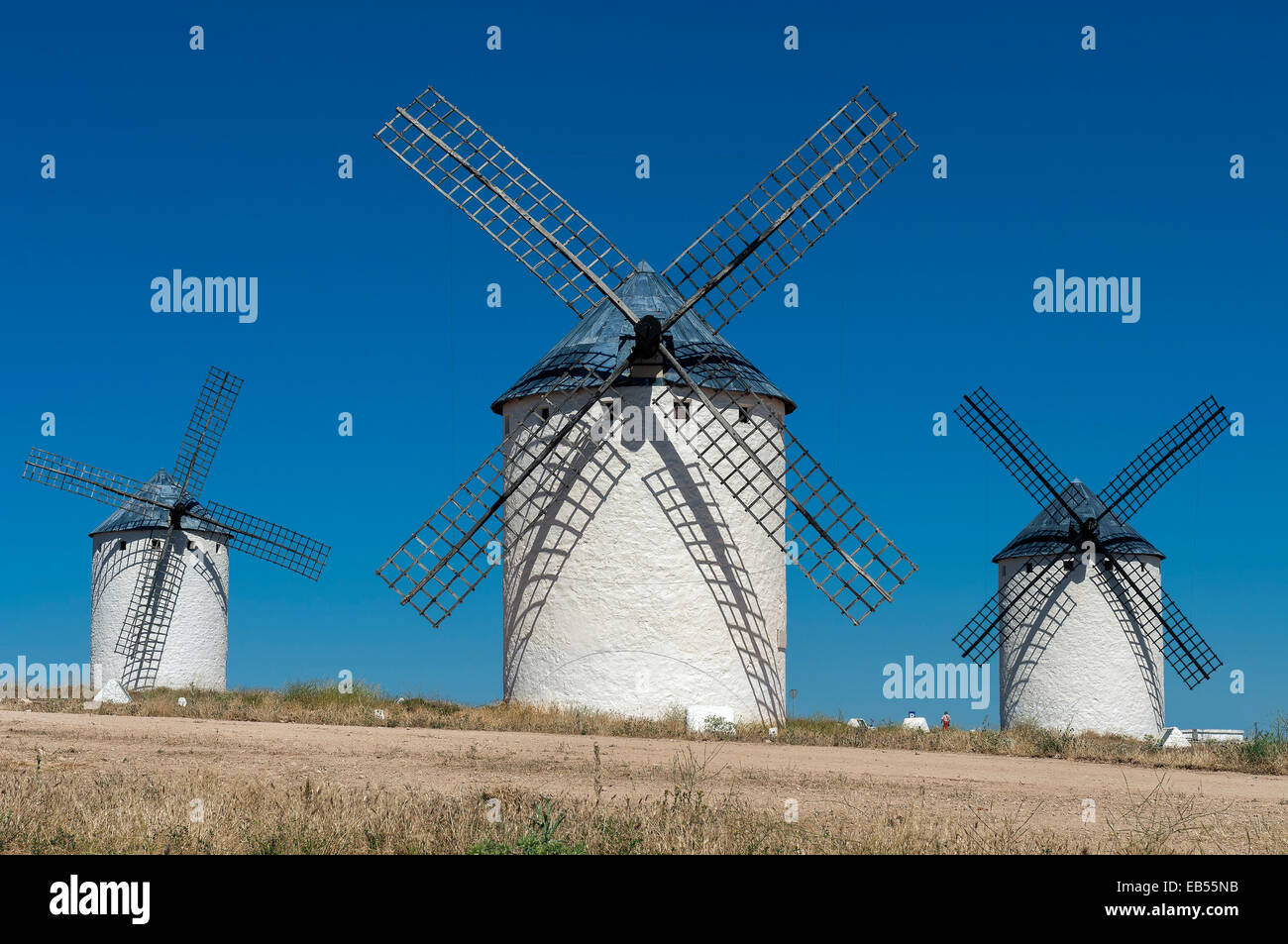 Les moulins à vent, Campo de Criptana, Ruta de Don Quichotte, Ciudad Real, Castille la Manche, Espagne, Banque D'Images