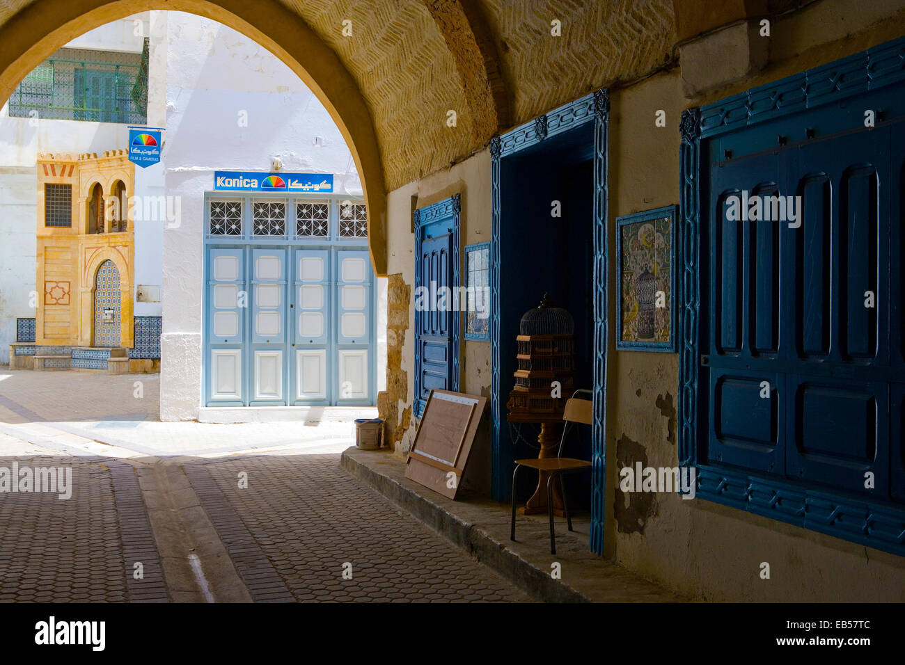 Tunisie, Kairouan, vieilles maisons de la Médina Banque D'Images