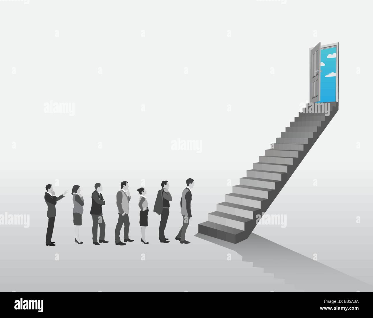 Les gens d'affaires en attente de monter un escalier Illustration de Vecteur