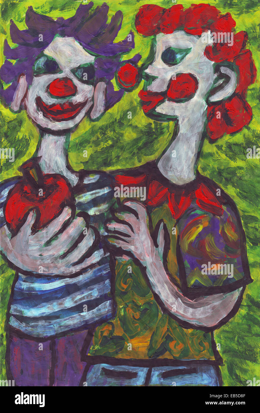 Deux clowns peinture d'amis Banque D'Images