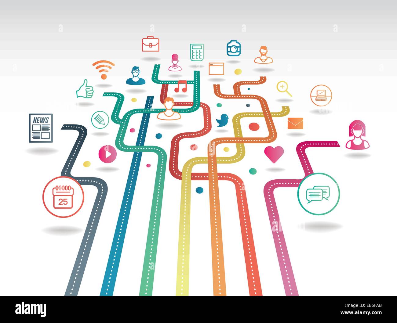 Icônes d'applications avec des lignes colorées Illustration de Vecteur