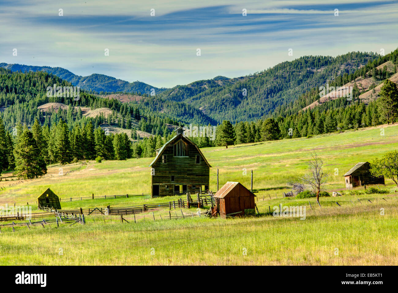 Grange en champ, Ellensberg, Wa Banque D'Images