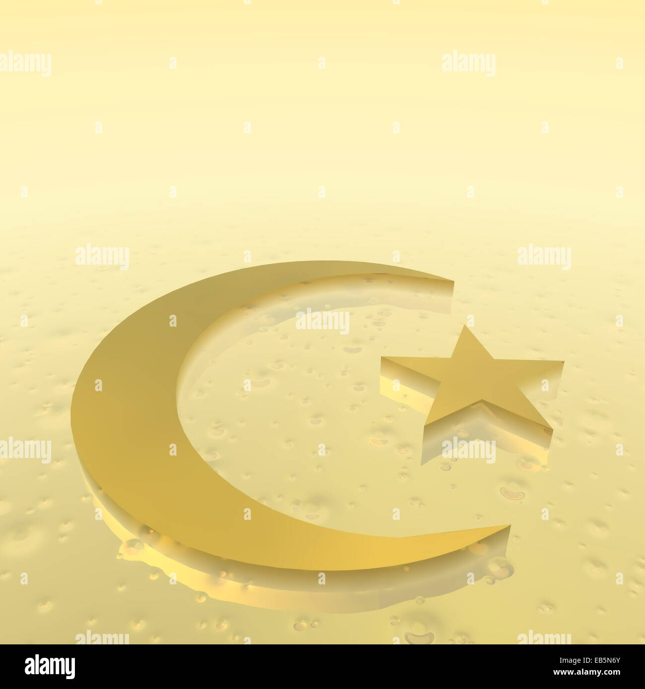 Croissant et l'étoile comme symbole de l'Islam la religion dans la masse d'or Banque D'Images