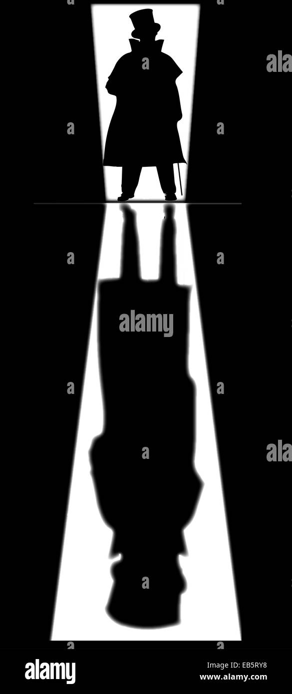 Ombre sur le plancher d'un homme d'une porte Banque D'Images