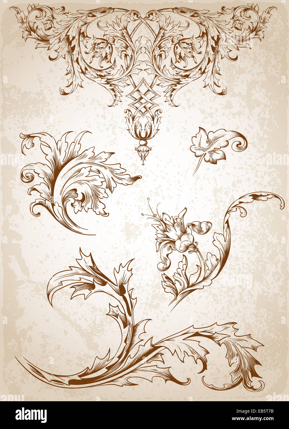 Vintage floral victorien pour la conception d'éléments Banque D'Images