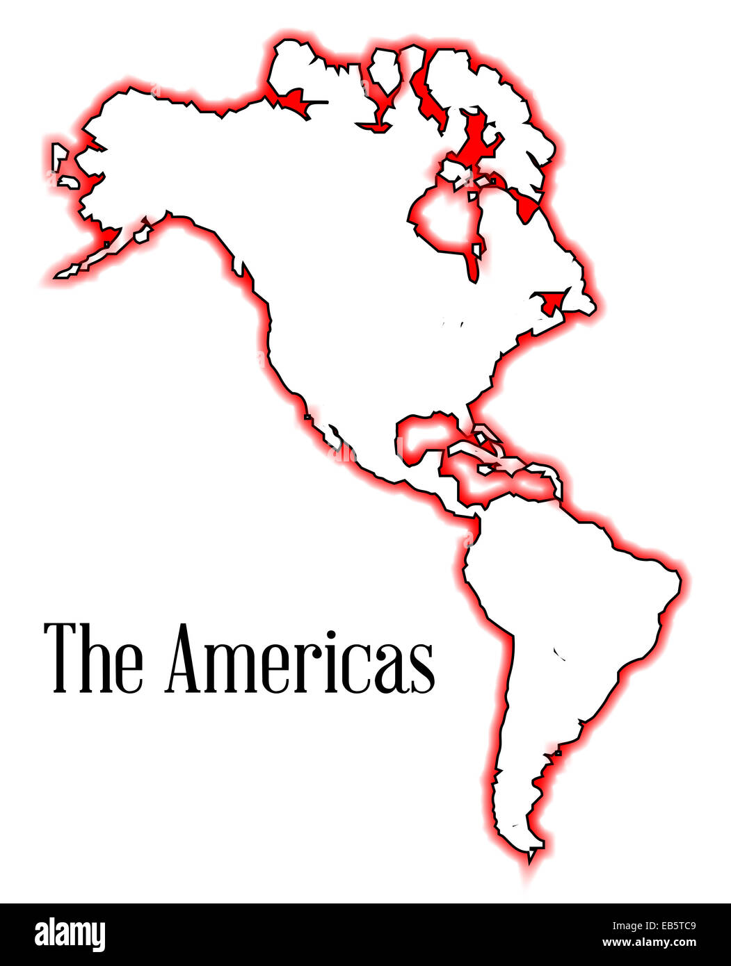Une carte des Amériques du Nord et du sud, y compris le Canada Banque D'Images