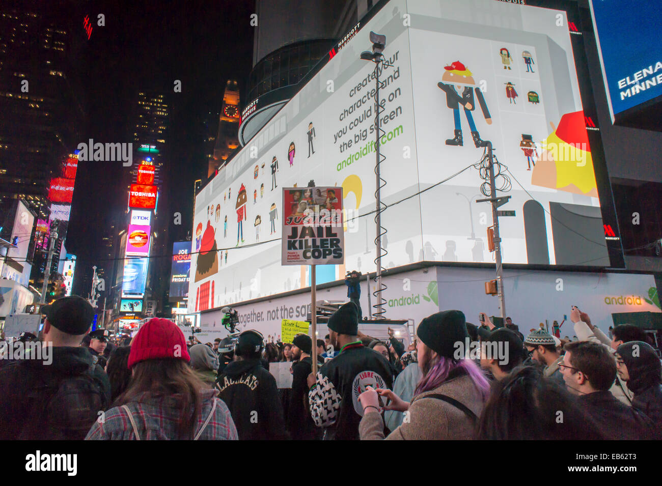 Protestation contre Ferguson Grand Jury de Times Square à New York Banque D'Images