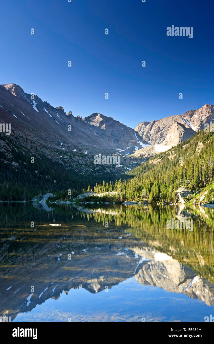 Le lac Mills, Rocky Mountain National Park, Colorado USA Banque D'Images