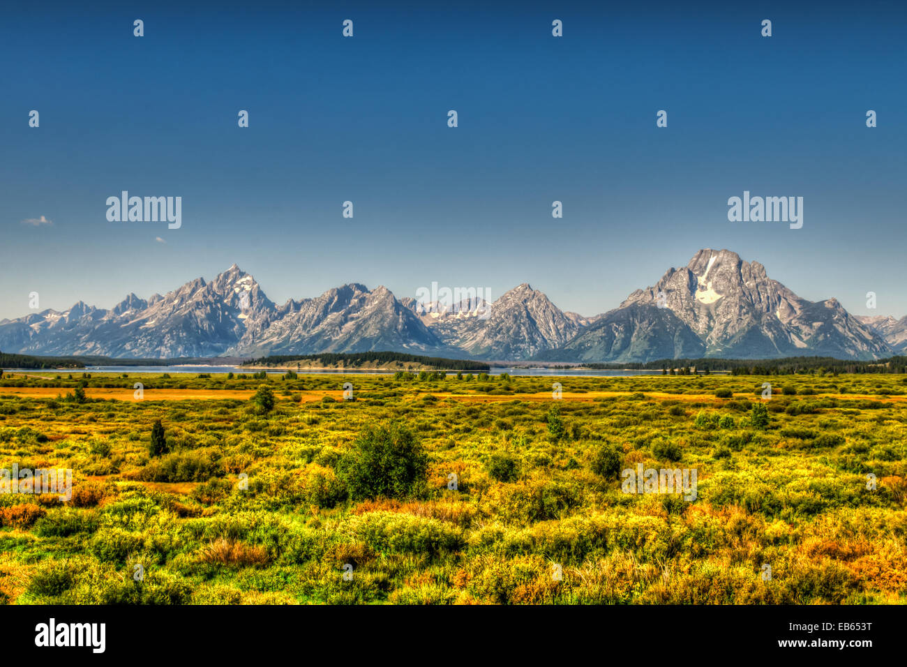 Paysages de montagne d'été pittoresque du Parc National de Grand Teton, Wyoming, USA Banque D'Images