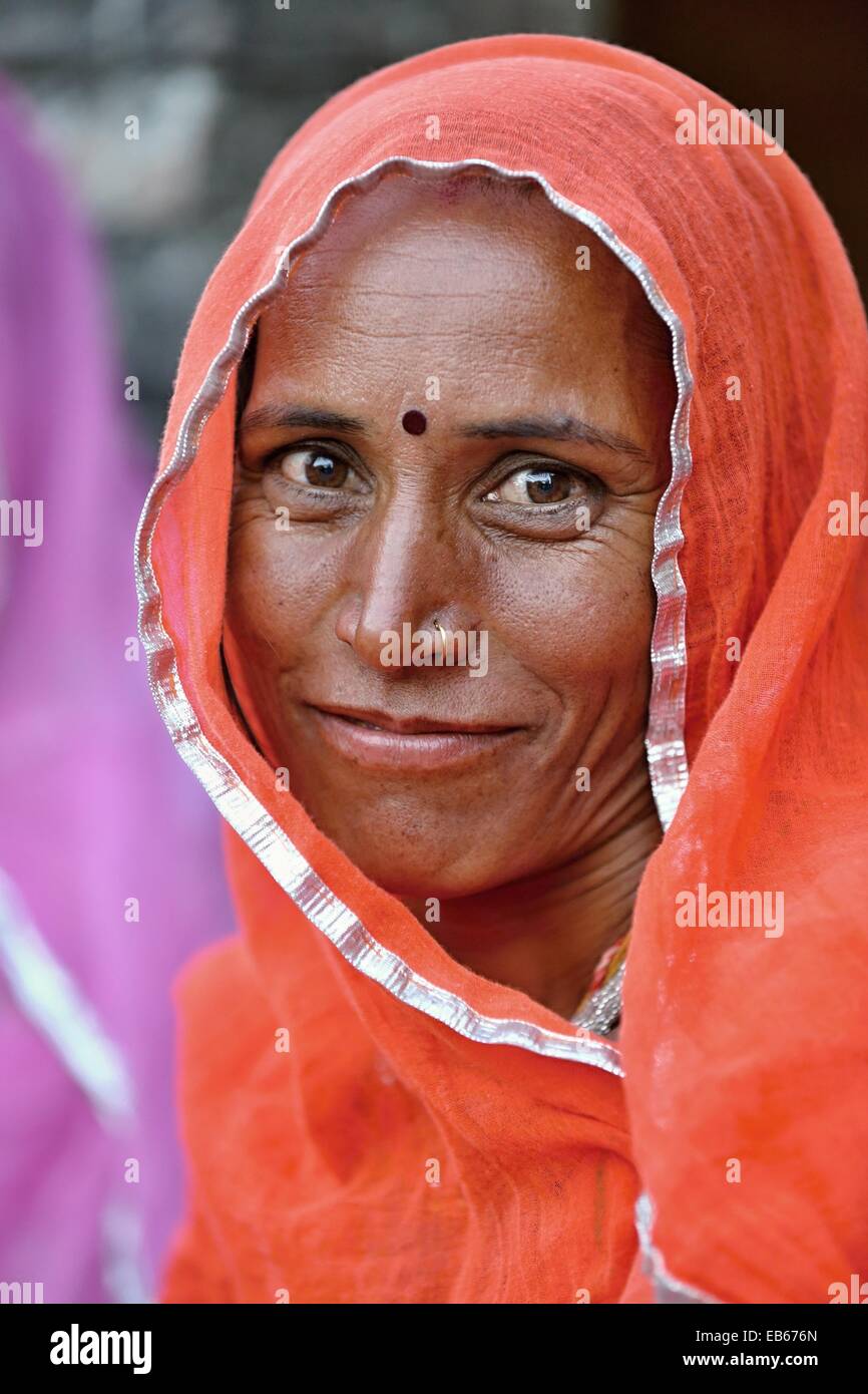 Indian woman portrait Rajasthan Inde Banque D'Images