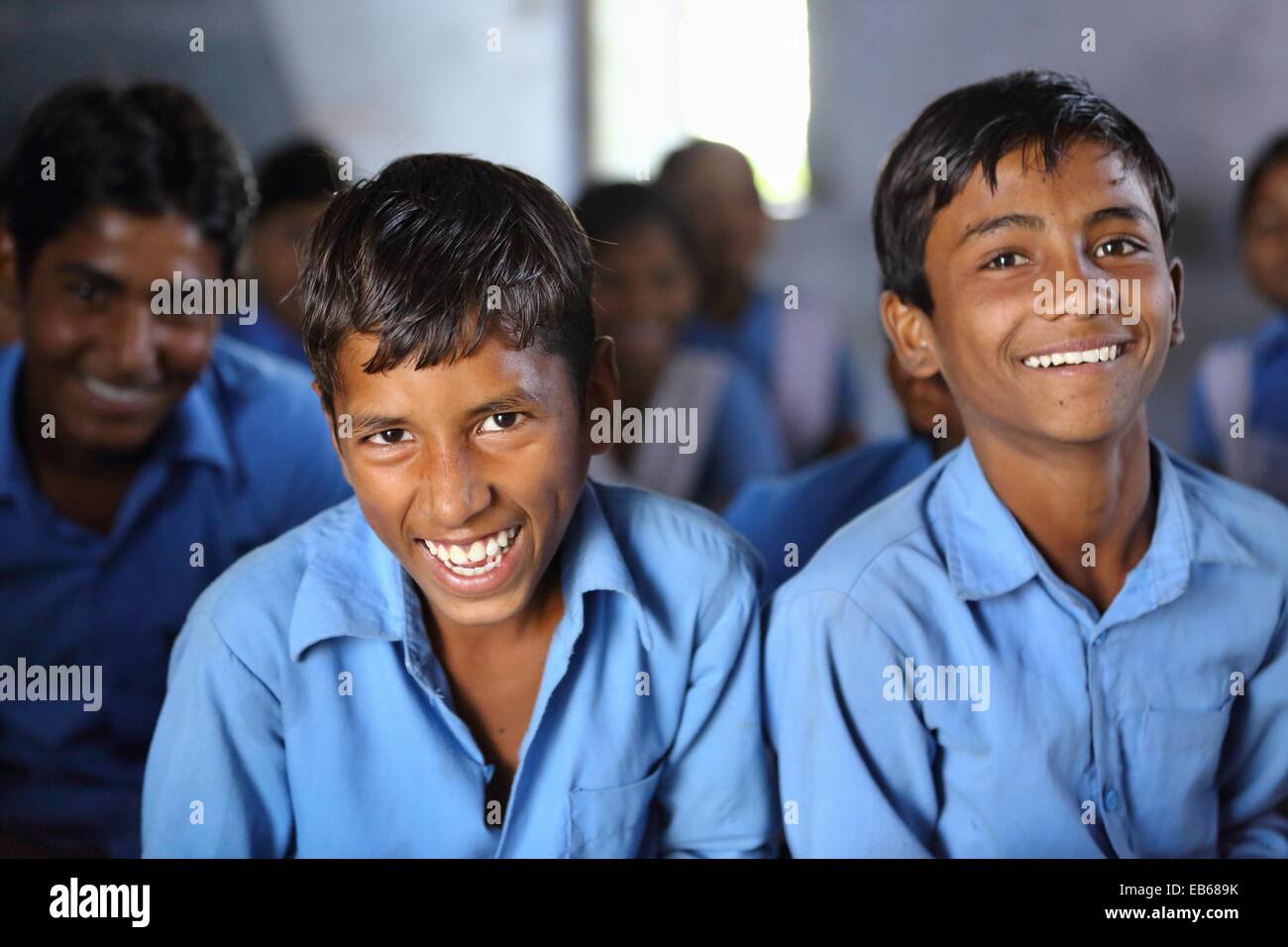 Les enfants de l'école indienne Rajasthan Inde Banque D'Images