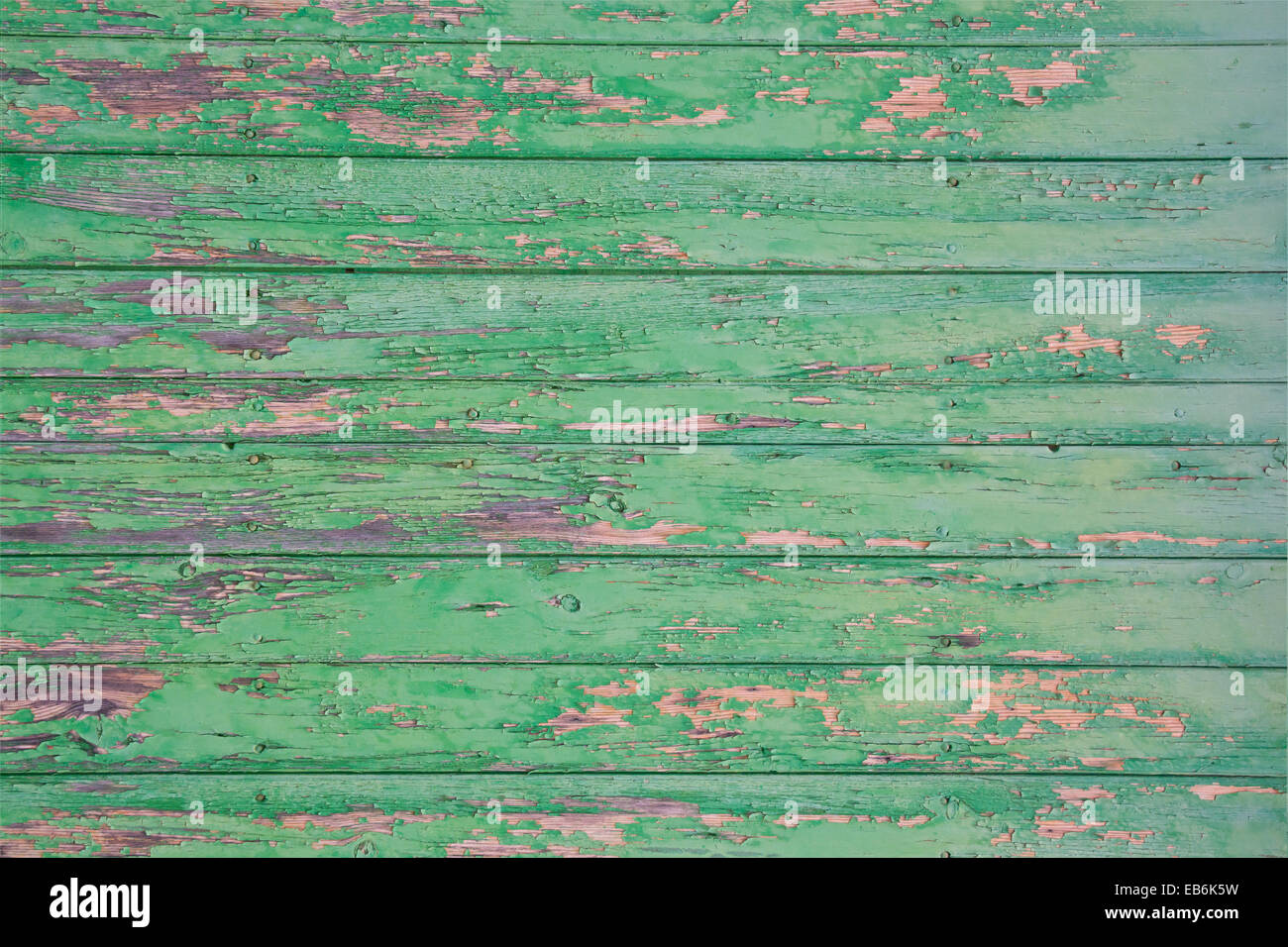 Feuilletée vert surface peinte. Planches en bois peint feuilletée vert plein cadre horizontal pour fond grungy, immobilier, renovat Banque D'Images