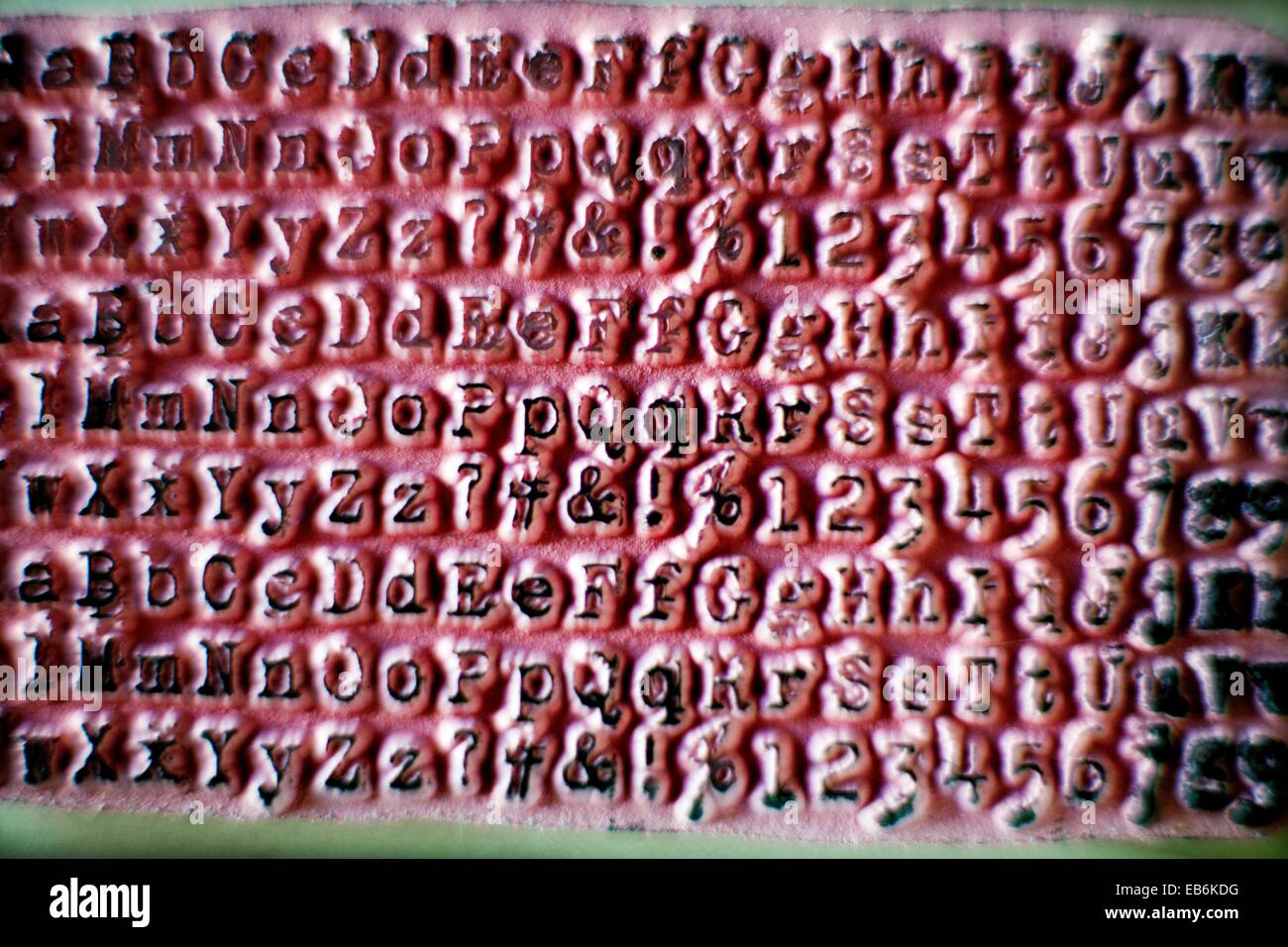 Sello de caucho con abecedario alphabet, timbre en caoutchouc, Banque D'Images