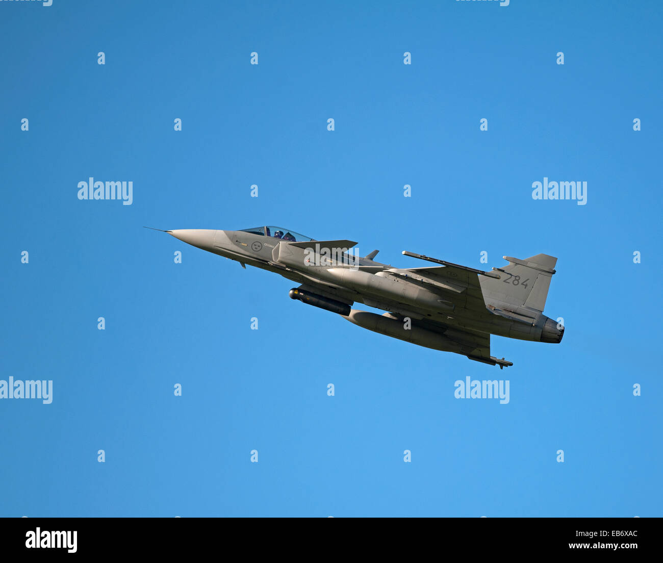 Armée de l'air suédoise sur Gripen JAS 39D exercer sur RAF Lossiemouth en Écosse. 9192 SCO. Banque D'Images