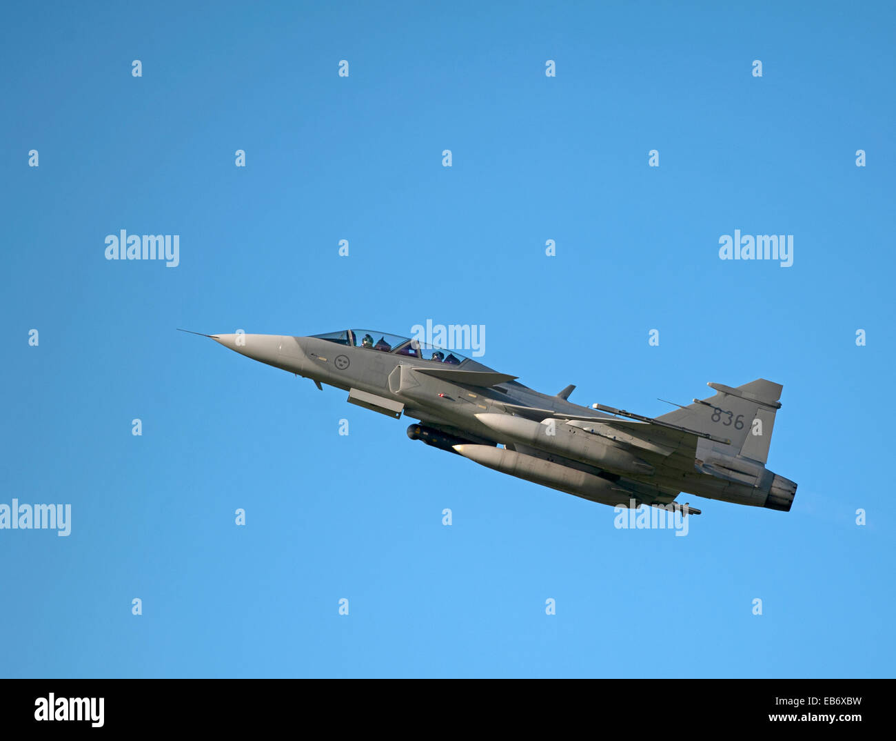 Armée de l'air suédoise sur Gripen JAS 39D exercer sur RAF Lossiemouth en Écosse. 9193 SCO. Banque D'Images