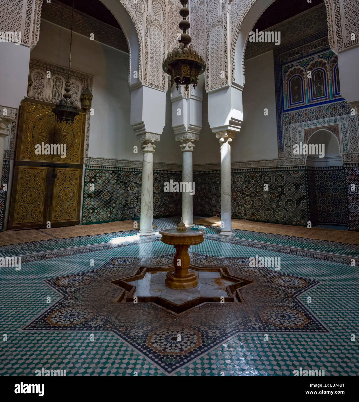 Mausolée de Moulay Ismail MEKNES MAROC MOSQUÉE Banque D'Images